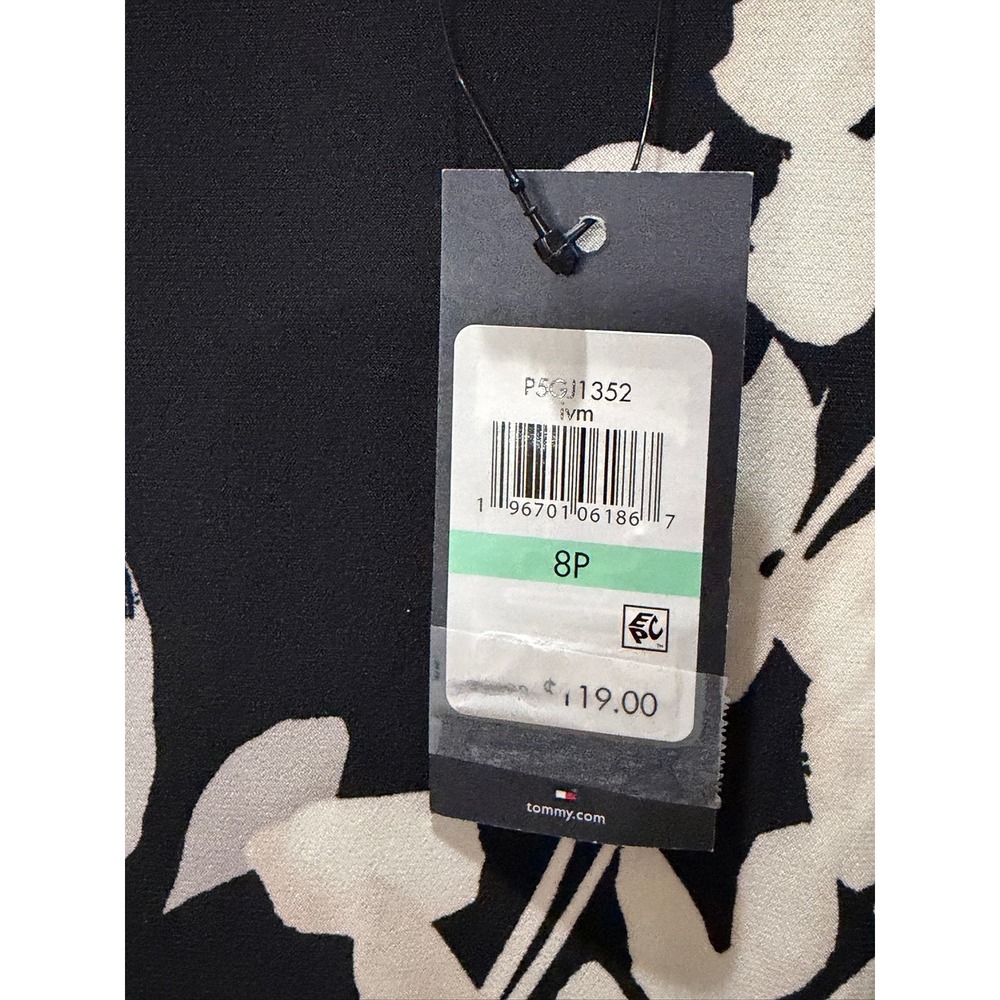 Tommy Hilfiger Petite Long-Sleeve Chiffon Combo Midi Dress 8P NWT - Picture 11 of 12